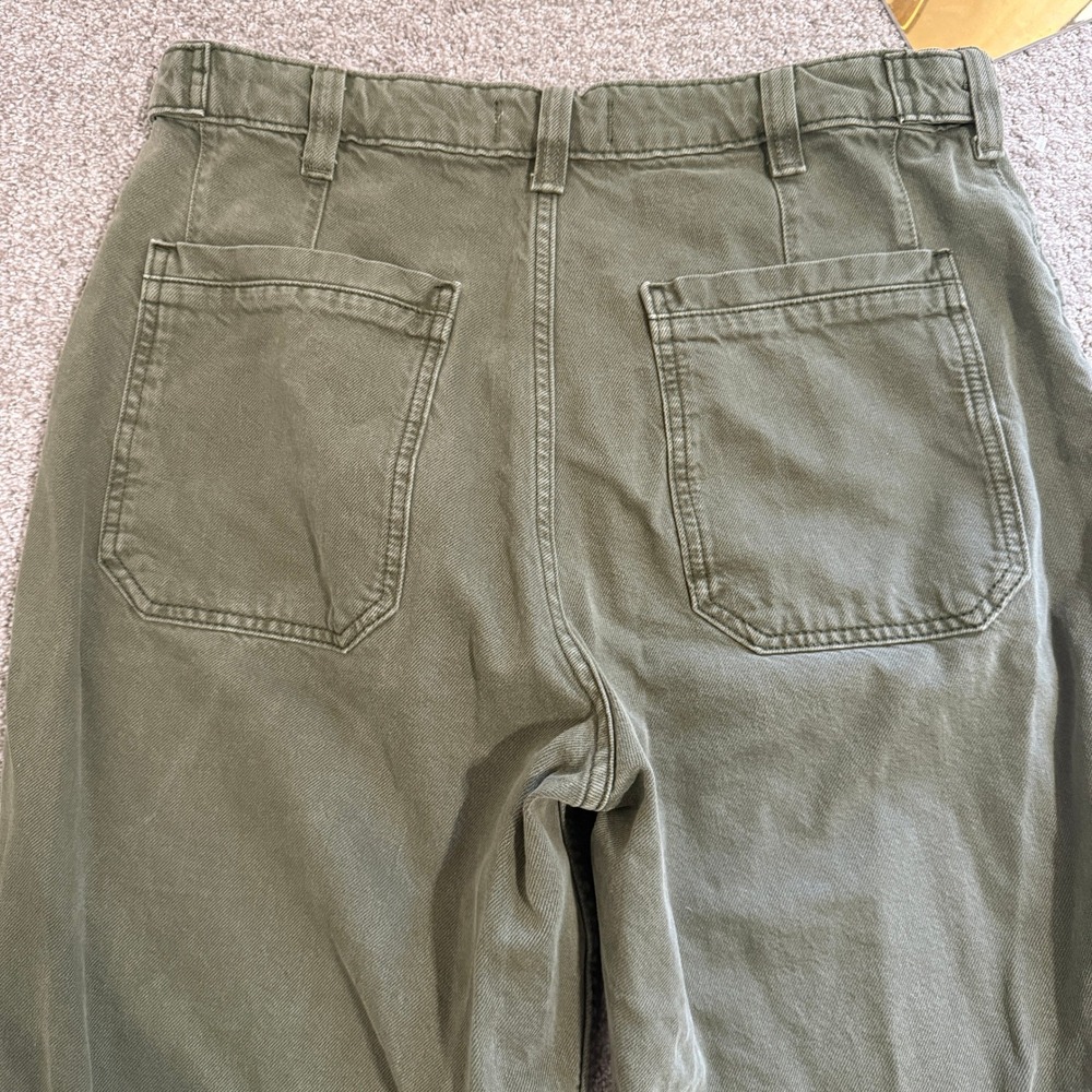 We The Free People Palmer Olive Green Wide Leg Utility Pants Jeans 30 High Rise - Picture 11 of 11